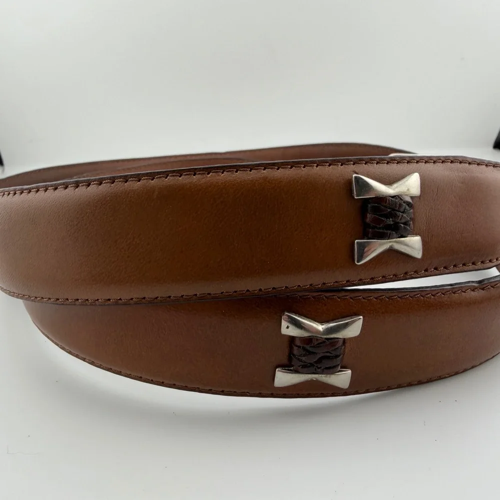 Paul Fredrick Leather Belt Mens 44 Tan Genuine Leather Handcrafted Argentina